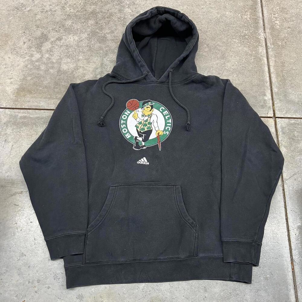 vintage boston celtics adidas faded black hoodie size large